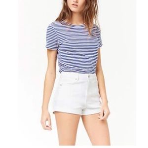 LAST SALE NEW High Waist Cuffed White Denim Shorts